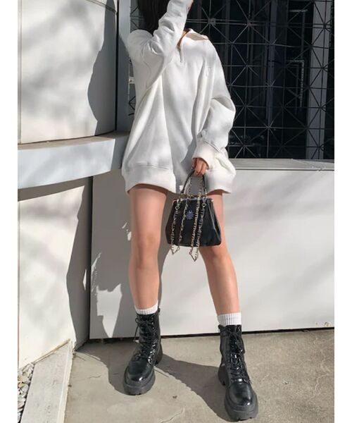 EVRIS（エヴリス）の「【WEB限定】ハーフジップスウェットトップス（スウェット・レディース・ホワイト/ブラック/ブルー・FREE）」の12枚目の写真