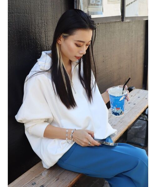 EVRIS（エヴリス）の「【WEB限定】ハーフジップスウェットトップス（スウェット・レディース・ホワイト/ブラック/ブルー・FREE）」の14枚目の写真