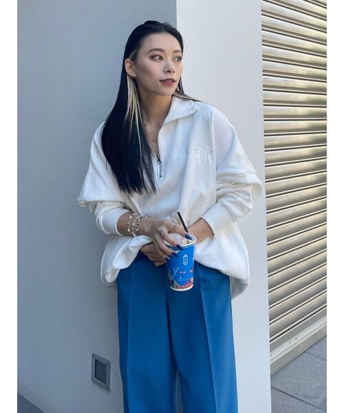 EVRIS（エヴリス）の「【WEB限定】ハーフジップスウェットトップス（スウェット・レディース・ホワイト/ブラック/ブルー・FREE）」の17枚目の写真