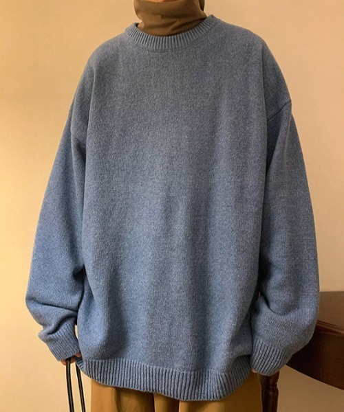 MGV(エムジーヴィー)の「オーバーサイズプルオーバーニット(ニット/セーター・メンズ・グレー/ブルー/ブラック/オレンジ/ホワイト/グリーン・MEDIUM/LARGE/X-LARGE)」の5枚目の写真