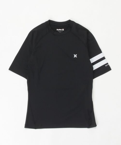 Hurley （ハーレー）の「Hurley/ハーレー 半袖ラッシュガード UVカット 吸水速乾/ワンポイントラッシュガード MRG2310038（ラッシュガード・メンズ・ブラック×レッド/ブラック×ホワイト・M/L/XL）」の11枚目の写真