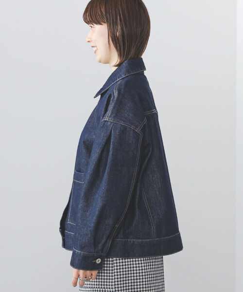 BEAMS HEART(ビームスハート)の「BEAMS HEART / タックショルダー オーバージャケット(デニムジャケット・レディース・オフホワイト/ネイビー・SMALL/MEDIUM)」の14枚目の写真