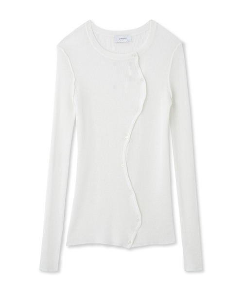 emmi（エミ）の「【emmi atelier】アシンメトリーシアーカーディガン（ニット/セーター・レディース・オレンジ/ホワイト/ライム/ブラック・FREE）」の2枚目の写真