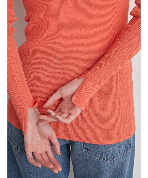 emmi（エミ）の「【emmi atelier】アシンメトリーシアーカーディガン（ニット/セーター・レディース・オレンジ/ホワイト/ライム/ブラック・FREE）」の10枚目の写真