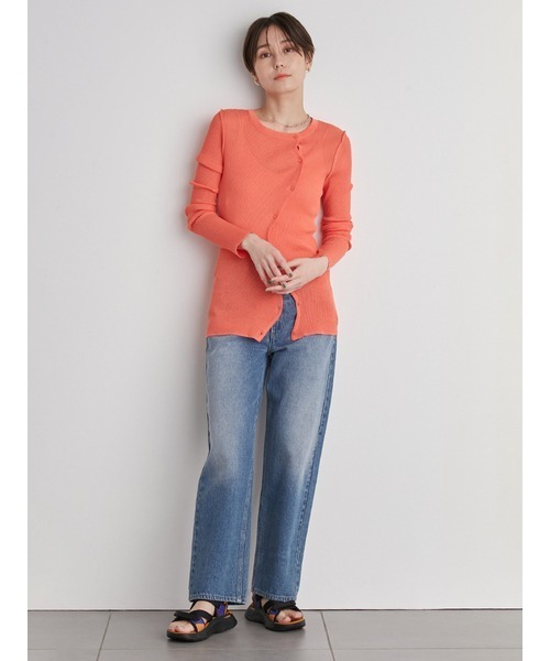 emmi（エミ）の「【emmi atelier】アシンメトリーシアーカーディガン（ニット/セーター・レディース・オレンジ/ホワイト/ライム/ブラック・FREE）」の13枚目の写真