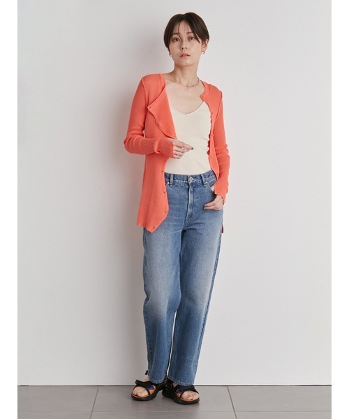 emmi（エミ）の「【emmi atelier】アシンメトリーシアーカーディガン（ニット/セーター・レディース・オレンジ/ホワイト/ライム/ブラック・FREE）」の12枚目の写真