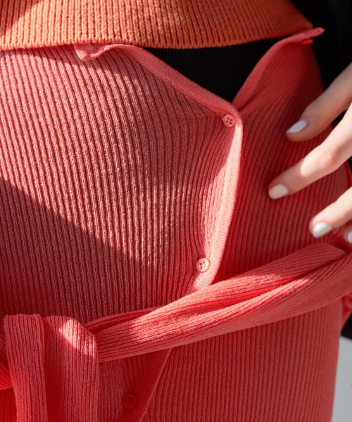 emmi（エミ）の「【emmi atelier】アシンメトリーシアーカーディガン（ニット/セーター・レディース・オレンジ/ホワイト/ライム/ブラック・FREE）」の17枚目の写真