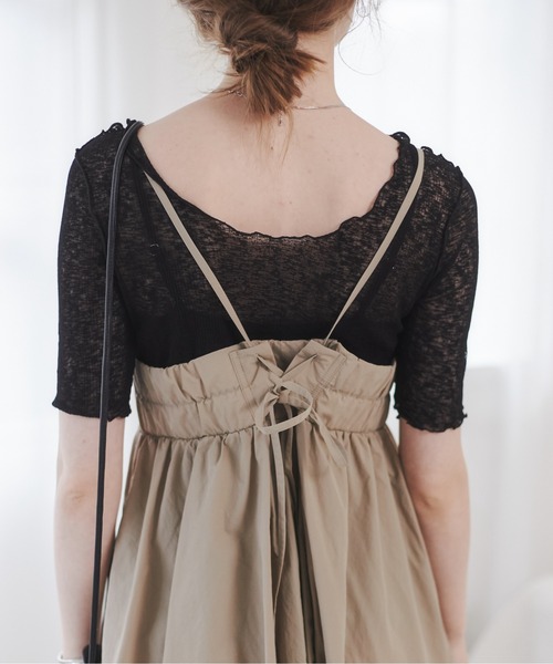 ANGIE（アンジー）の「ナイロンフレアキャミワンピース（ワンピース・レディース・ブラック/アイボリー/ベージュ・FREE）」の21枚目の写真