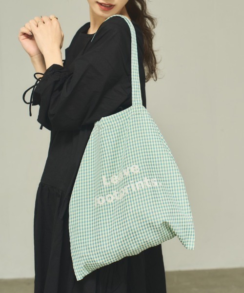 INTER FACTORY(インターファクトリー)の「るい 【るぅきぃ夫婦】- トートバッグ&巾 着ポーチセット made in INTER FACTORY(トートバッグ・レディース・ピンク/グリーン・FREE)」の8枚目の写真