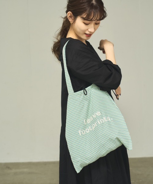 INTER FACTORY(インターファクトリー)の「るい 【るぅきぃ夫婦】- トートバッグ&巾 着ポーチセット made in INTER FACTORY(トートバッグ・レディース・ピンク/グリーン・FREE)」の4枚目の写真