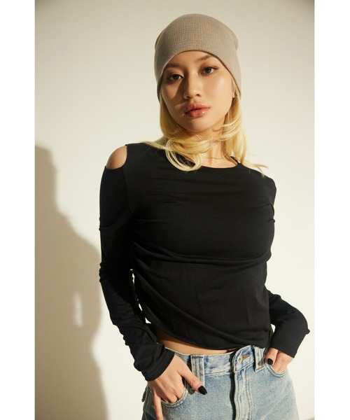 LAGUA GEM（ラグアジェム）の「LIGHT KNIT BEANIE ニットビーニー（ニットキャップ/ビーニー・レディース・グレイッシュベージュ/カーキ/チャコールグレー・FREE）」の12枚目の写真
