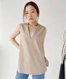 Meli rich | 【セットアップ対応】コットンリネンVネックベスト(ベスト)