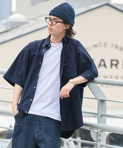 HECT】Big Oxford Logo S/S Shirt / ビッグシルエットボタン