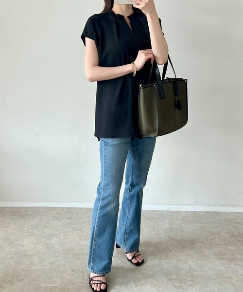 イージーケア2WAYGOLDホックキーネックブラウス（シャツ/ブラウス