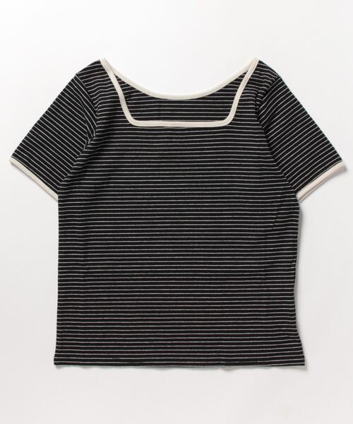 archives(アルシーヴ)の「パイピング2wayリブTOPS(Tシャツ/カットソー・レディース・オフホワイト/ブラック系その他/ホワイト×ブルー/ホワイト×グリーン・MEDIUM)」の5枚目の写真