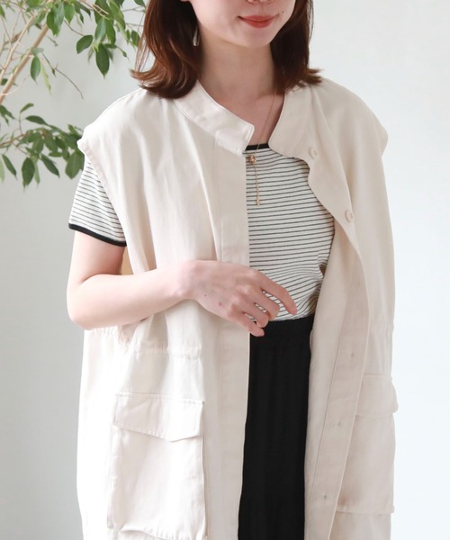 archives(アルシーヴ)の「パイピング2wayリブTOPS(Tシャツ/カットソー・レディース・オフホワイト/ブラック系その他/ホワイト×ブルー/ホワイト×グリーン・MEDIUM)」の15枚目の写真