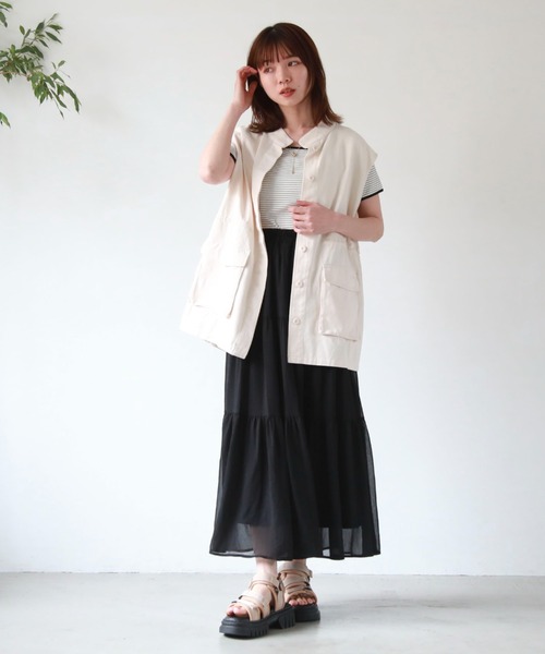 archives(アルシーヴ)の「パイピング2wayリブTOPS(Tシャツ/カットソー・レディース・オフホワイト/ブラック系その他/ホワイト×ブルー/ホワイト×グリーン・MEDIUM)」の16枚目の写真