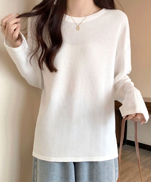 Dewlily（デューリリー）の「ラウンドネックトップス（Tシャツ/カットソー・レディース・グリーン/クリーム/ホワイト・M/L）」の17枚目の写真