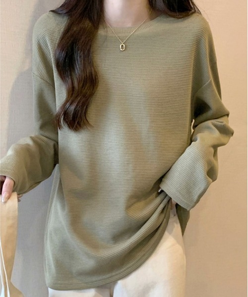 Dewlily（デューリリー）の「ラウンドネックトップス（Tシャツ/カットソー・レディース・グリーン/クリーム/ホワイト・M/L）」の15枚目の写真