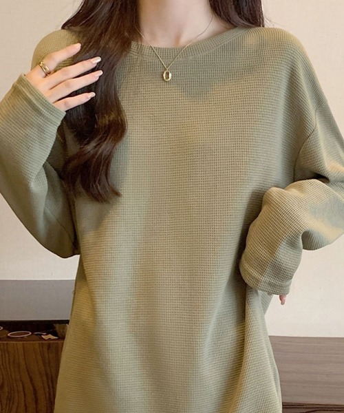Dewlily（デューリリー）の「ラウンドネックトップス（Tシャツ/カットソー・レディース・グリーン/クリーム/ホワイト・M/L）」の20枚目の写真