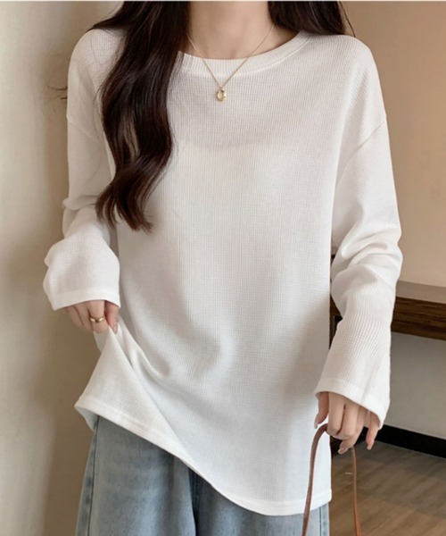 Dewlily（デューリリー）の「ラウンドネックトップス（Tシャツ/カットソー・レディース・グリーン/クリーム/ホワイト・M/L）」の16枚目の写真