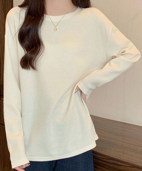 Dewlily（デューリリー）の「ラウンドネックトップス（Tシャツ/カットソー・レディース・グリーン/クリーム/ホワイト・M/L）」の14枚目の写真