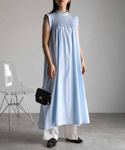 Loungedress シャーリングノースリワンピース （ノースリーブ