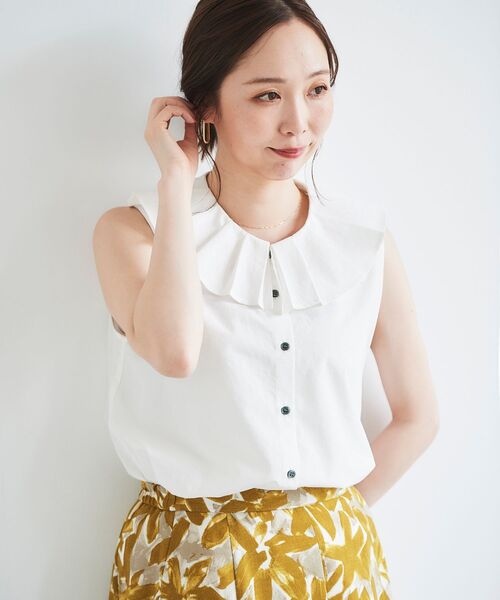 le.coeur blanc(ルクールブラン)の「タックエリノースリブラウス(シャツ/ブラウス・レディース・ブラック/オフホワイト・38)」の10枚目の写真