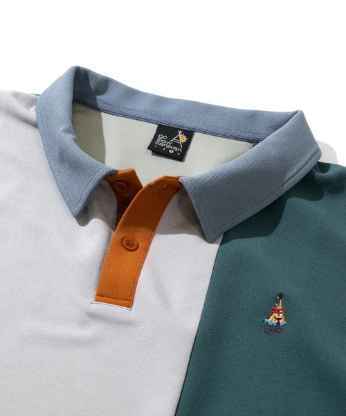 go slow caravan(ゴースローキャラバン)の「カットツイル4WAYストレッチクレイジーポロシャツ(ポロシャツ・メンズ・その他1/ネイビー/グリーン・MEDIUM/LARGE/X-LARGE)」の5枚目の写真