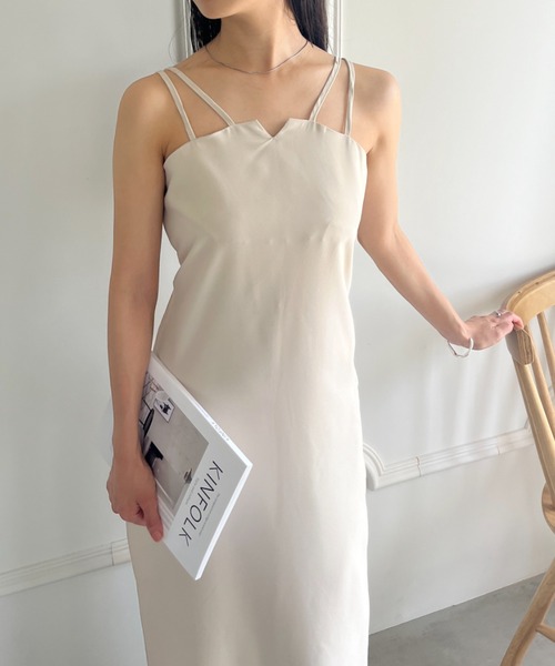 CLEA(クレア)の「ダブルストラップロング丈キャミワンピース(ワンピース・レディース・グリーン/ブラウン/アイボリー/ブラック・FREE)」の18枚目の写真