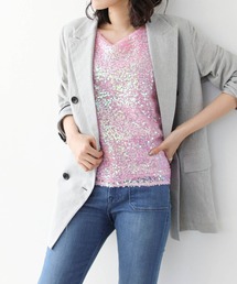 スパン切替ノースリブラウス