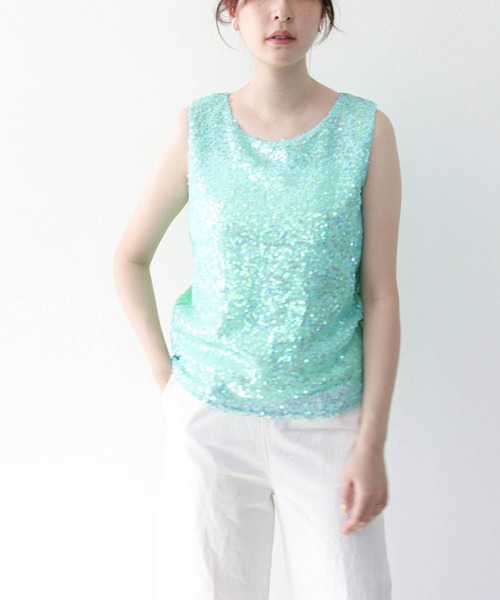 Cepica(セピカ)の「スパン切替ノースリブラウス(タンクトップ・レディース・イエロー/ピンク/ブルー・FREE)」の6枚目の写真