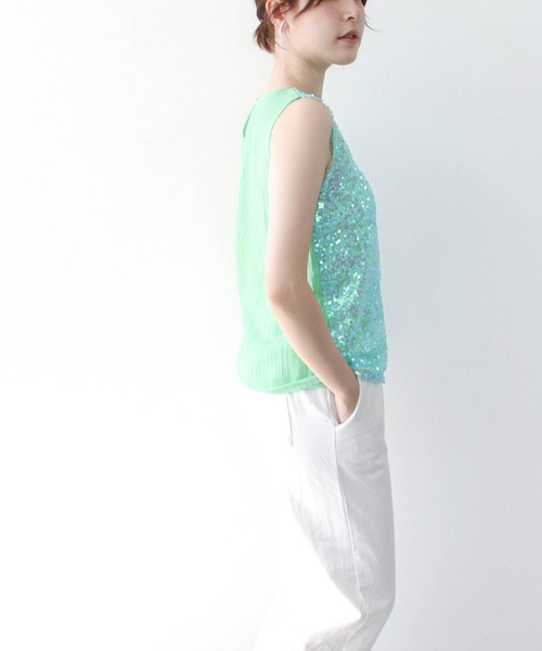 Cepica(セピカ)の「スパン切替ノースリブラウス(タンクトップ・レディース・イエロー/ピンク/ブルー・FREE)」の7枚目の写真