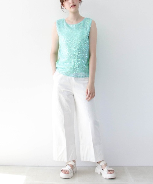 Cepica(セピカ)の「スパン切替ノースリブラウス(タンクトップ・レディース・イエロー/ピンク/ブルー・FREE)」の8枚目の写真