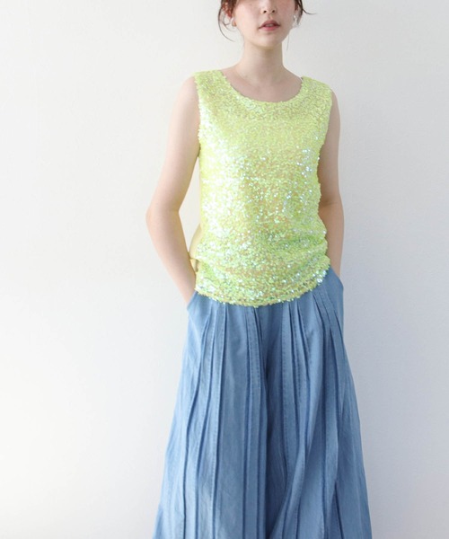 Cepica(セピカ)の「スパン切替ノースリブラウス(タンクトップ・レディース・イエロー/ピンク/ブルー・FREE)」の9枚目の写真