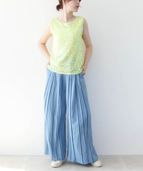 Cepica(セピカ)の「スパン切替ノースリブラウス(タンクトップ・レディース・イエロー/ピンク/ブルー・FREE)」の12枚目の写真