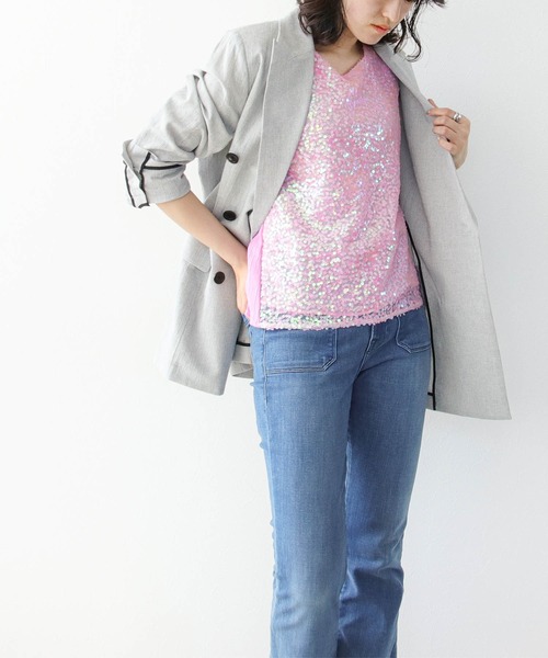 Cepica(セピカ)の「スパン切替ノースリブラウス(タンクトップ・レディース・イエロー/ピンク/ブルー・FREE)」の5枚目の写真