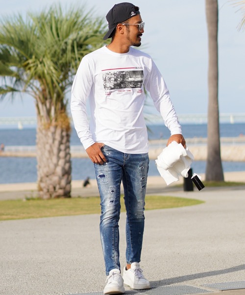 adamsJUGGLER(アダムスジャグラー)の「スローアップロングティー(Tシャツ/カットソー・メンズ・ホワイト/ブラック・S/L/M/XL)」の8枚目の写真