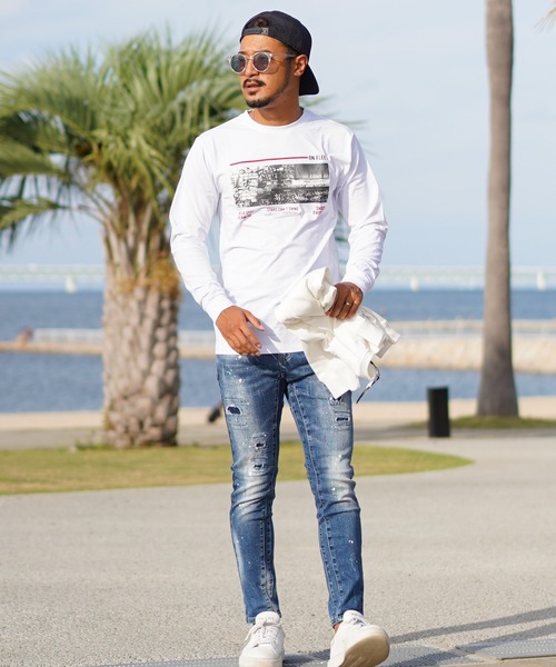 adamsJUGGLER(アダムスジャグラー)の「スローアップロングティー(Tシャツ/カットソー・メンズ・ホワイト/ブラック・S/L/M/XL)」の4枚目の写真