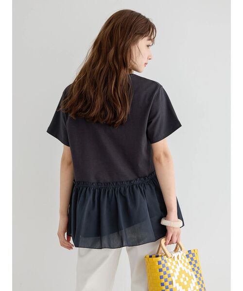 AMERICAN HOLIC(アメリカンホリック)の「裾フリル異素材カットプルオーバー(Tシャツ/カットソー・レディース・ネイビー/オフホワイト・L/M)」の8枚目の写真