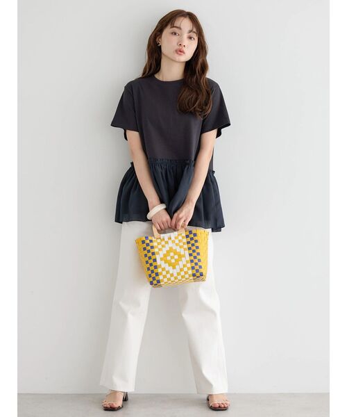 AMERICAN HOLIC(アメリカンホリック)の「裾フリル異素材カットプルオーバー(Tシャツ/カットソー・レディース・ネイビー/オフホワイト・L/M)」の16枚目の写真