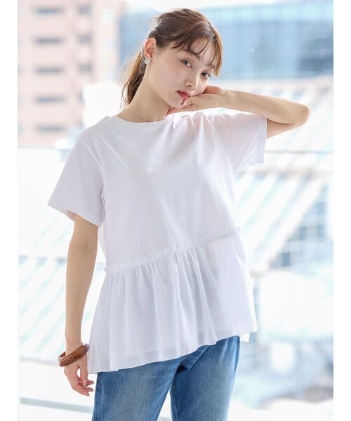 AMERICAN HOLIC(アメリカンホリック)の「裾フリル異素材カットプルオーバー(Tシャツ/カットソー・レディース・ネイビー/オフホワイト・L/M)」の19枚目の写真