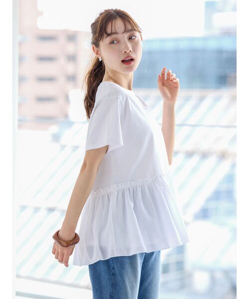 AMERICAN HOLIC(アメリカンホリック)の「裾フリル異素材カットプルオーバー(Tシャツ/カットソー・レディース・ネイビー/オフホワイト・L/M)」の20枚目の写真