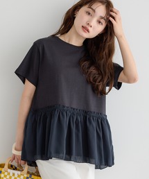 AMERICAN HOLIC | 裾フリル異素材カットプルオーバー(Tシャツ/カットソー)