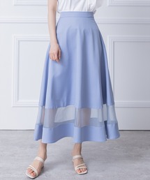 裾シアー切替フレアスカート[骨格ウェーブ 春夏]