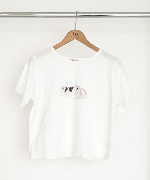 flower（フラワー）の「キャットプリントティーズ（Tシャツ/カットソー・レディース・ホワイト/ホワイト系その他・FREE）」の9枚目の写真