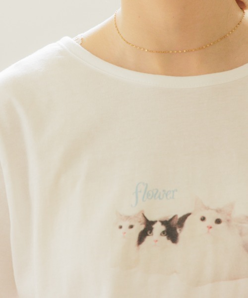flower（フラワー）の「キャットプリントティーズ（Tシャツ/カットソー・レディース・ホワイト/ホワイト系その他・FREE）」の22枚目の写真
