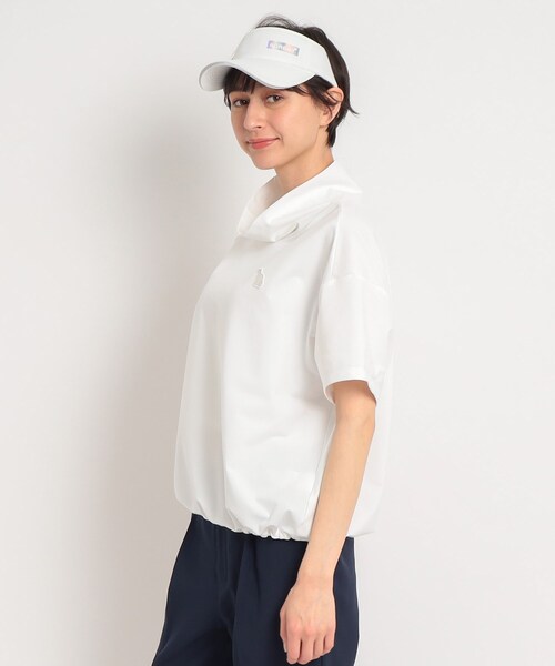 adabat（アダバット）の「着丈短め ゆったりデザイン 半袖モックネックプルオーバー（Tシャツ/カットソー・レディース・パープル/ホワイト/ダークネイビー・36/38/40）」の17枚目の写真