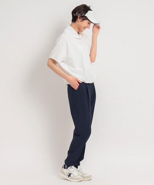 adabat（アダバット）の「着丈短め ゆったりデザイン 半袖モックネックプルオーバー（Tシャツ/カットソー・レディース・パープル/ホワイト/ダークネイビー・36/38/40）」の14枚目の写真