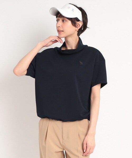 adabat（アダバット）の「着丈短め ゆったりデザイン 半袖モックネックプルオーバー（Tシャツ/カットソー・レディース・パープル/ホワイト/ダークネイビー・36/38/40）」の10枚目の写真